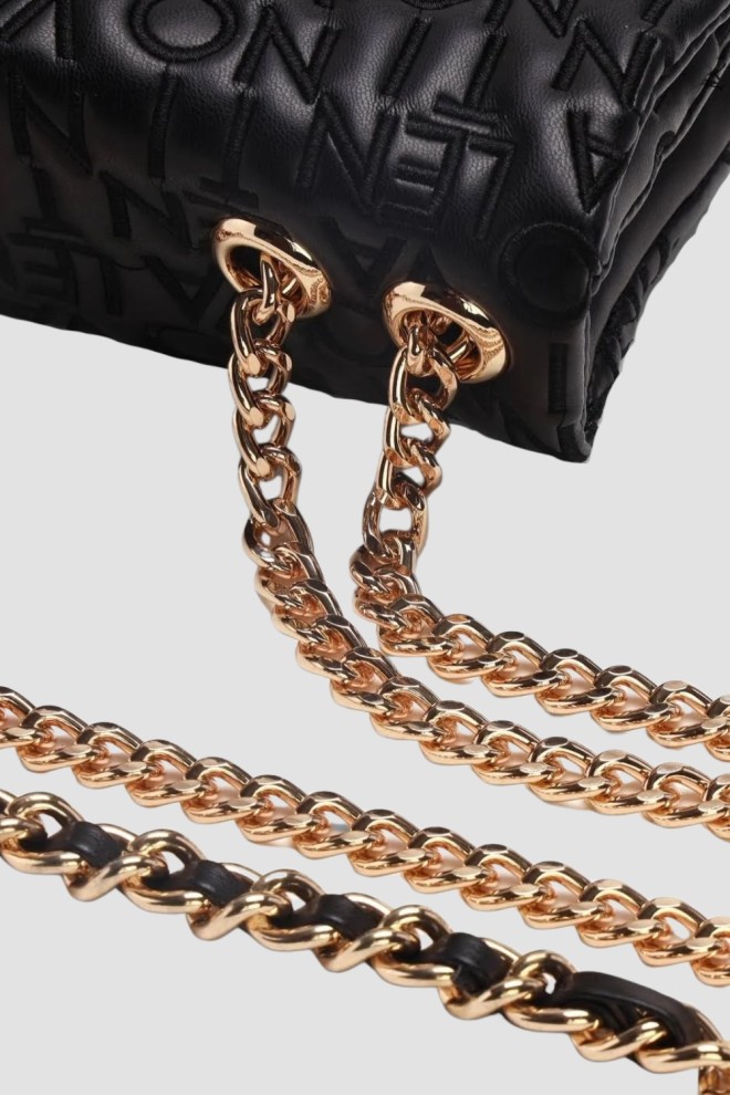 VALENTINO Black Logoed Women's Dram Flap Bag