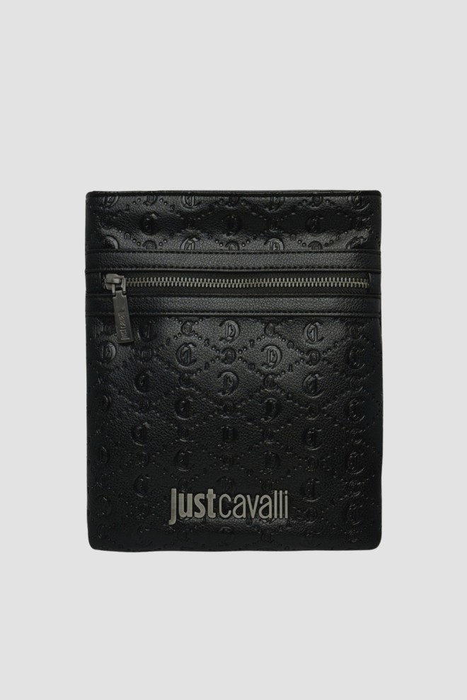 JUST CAVALLI Pungă neagră pentru bărbați cu logo JC Metal Lettering - Style 4