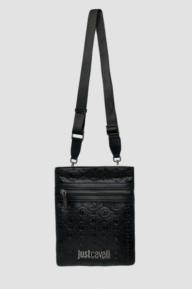 JUST CAVALLI Pungă neagră pentru bărbați cu logo JC Metal Lettering - Style 4