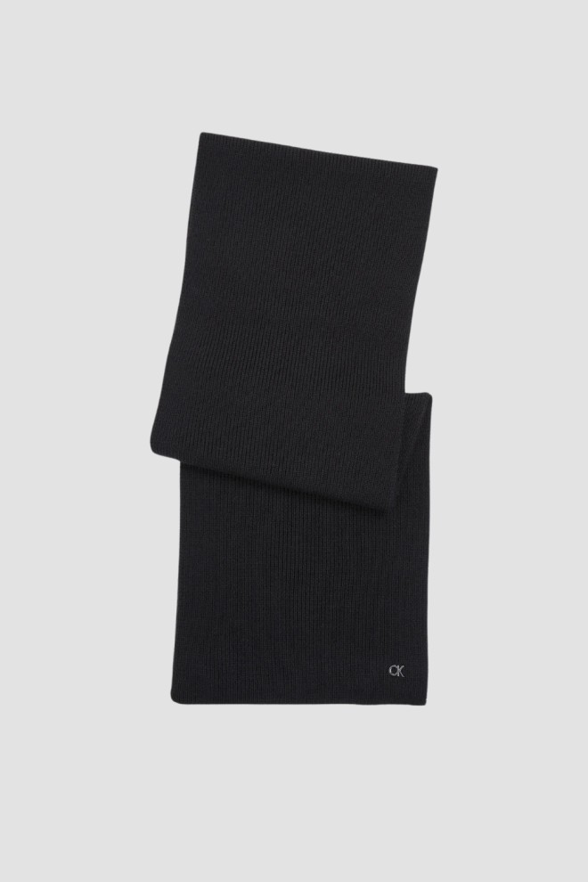 CALVIN KLEIN Black women's wool scarf with cashmere blend