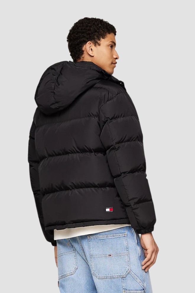 TOMMY JEANS Jachetă neagră pentru bărbați din umplutură naturală