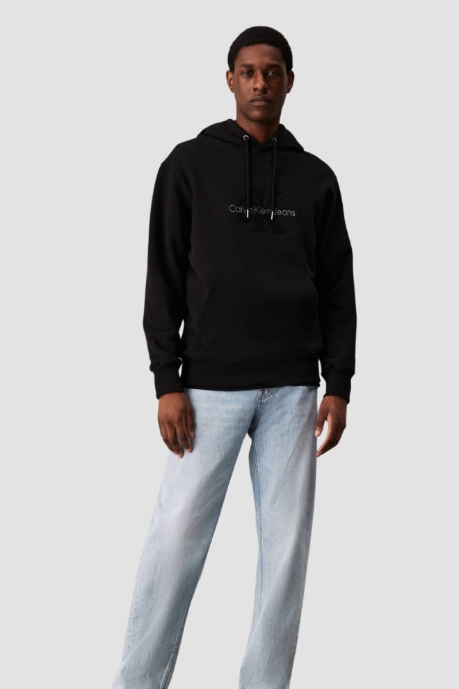 CALVIN KLEIN Чорний чоловічий світшот з вишитим логотипом