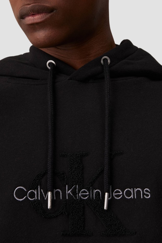 CALVIN KLEIN Hanorac negru pentru bărbați cu logo brodat