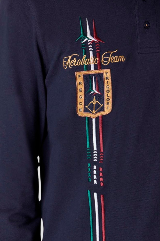 AERONAUTICA MILITARE Tricou polo Piqué albastru marin pentru bărbați