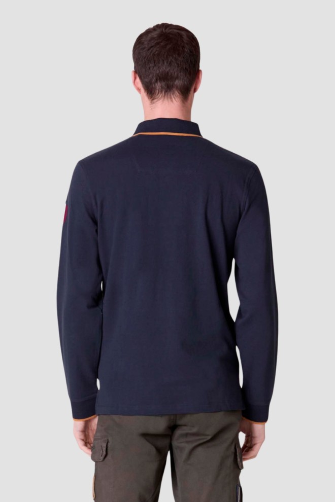 AERONAUTICA MILITARE Navy blue men's Piqué polo shirt