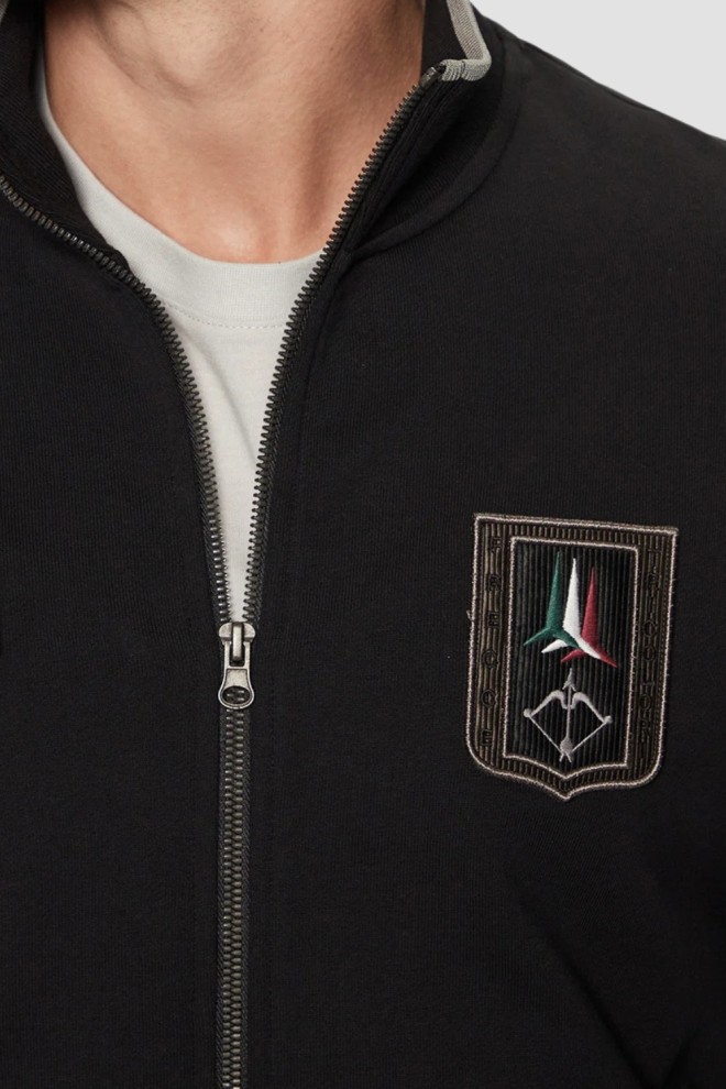 AERONAUTICA MILITARE Tricou negru cu fermoar pentru bărbați