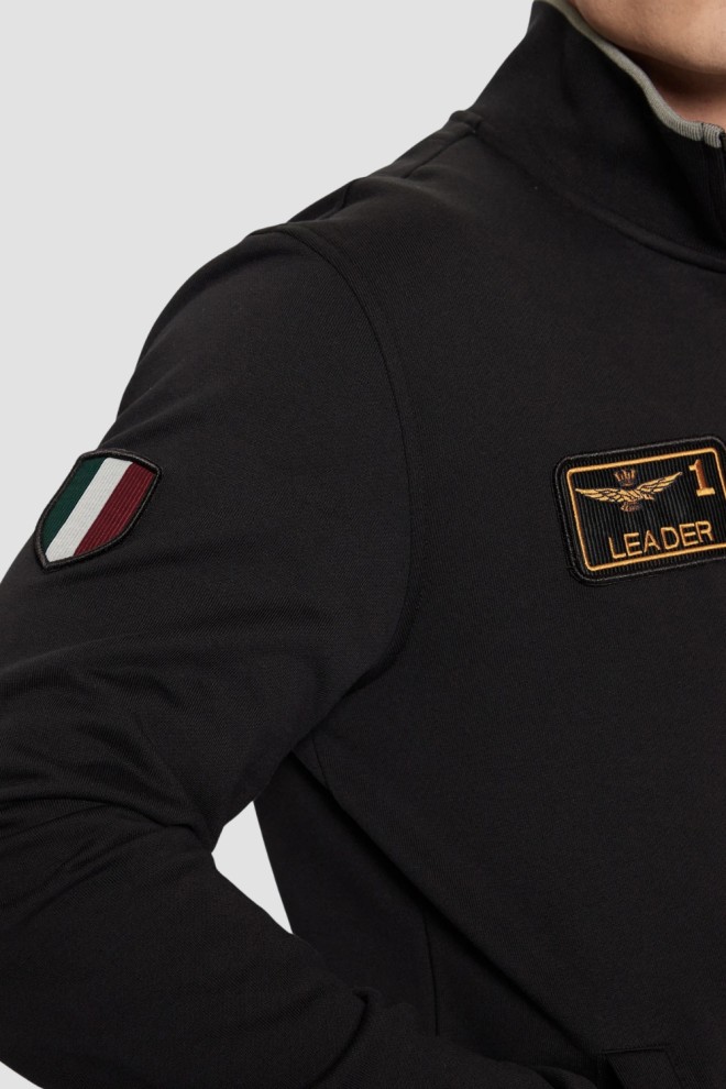AERONAUTICA MILITARE Tricou negru cu fermoar pentru bărbați