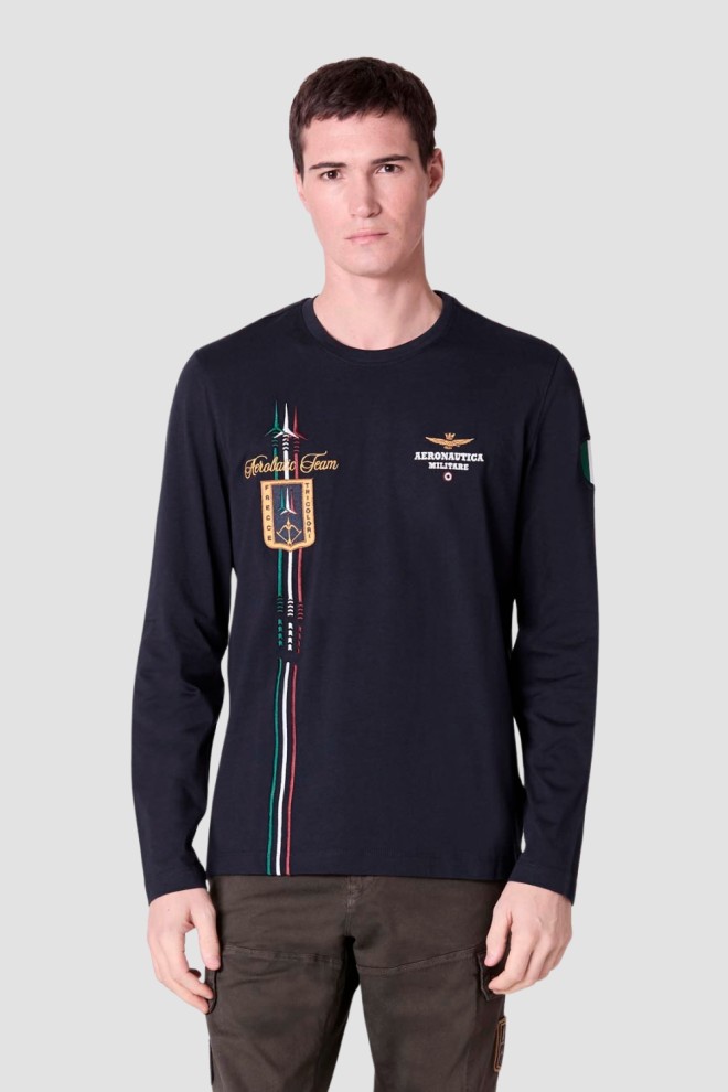 AERONAUTICA MILITARE Navy blue men's longsleeve Crew neck
