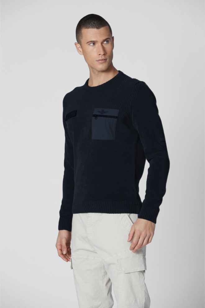 AERONAUTICA MILITARE Navy blue men's sweater
