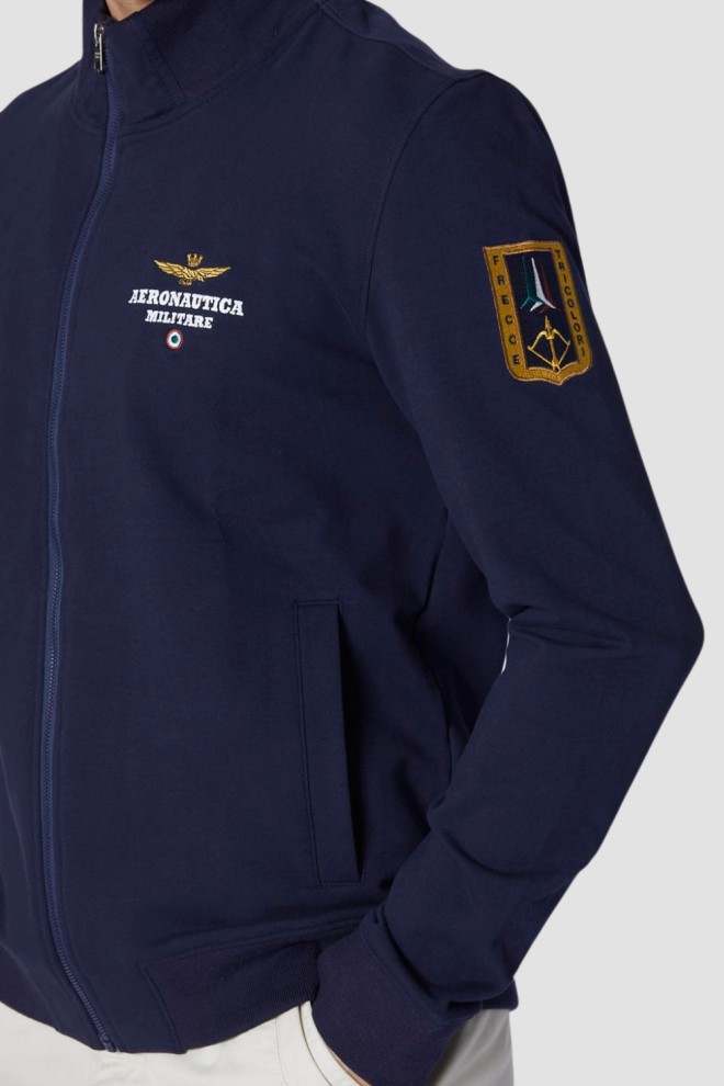 Чоловічий темно-синій світшот на блискавці AERONAUTICA MILITARE