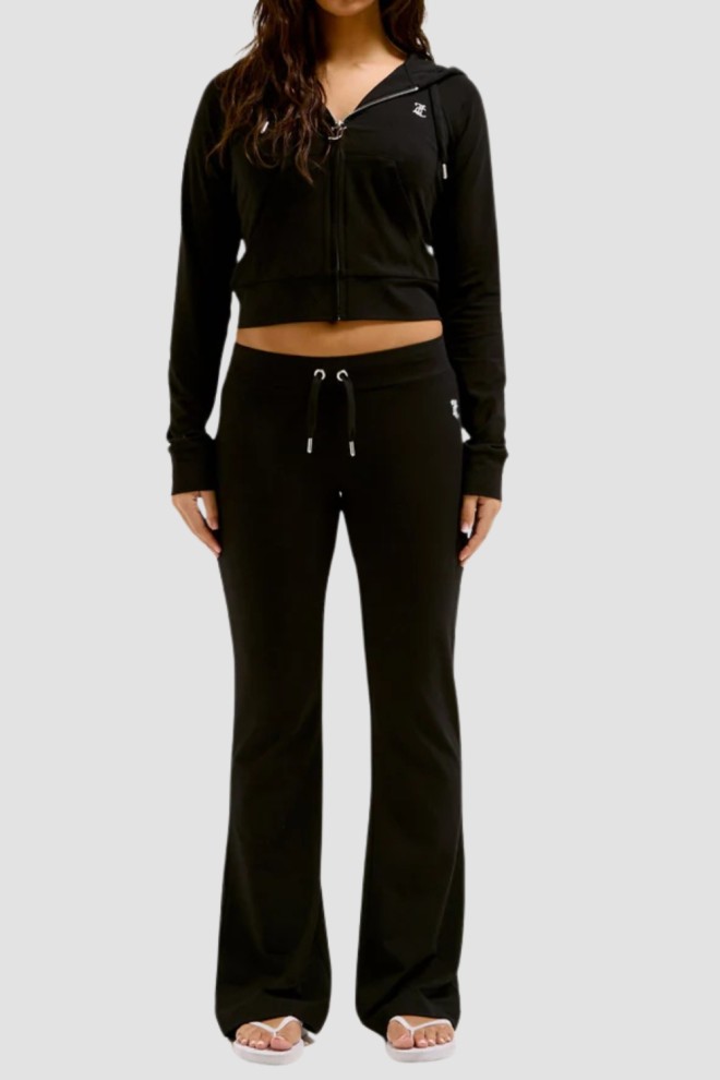 Pantaloni de trening cu talie joasă JUICY COUTURE Black Single Jersey Apollo pentru femei