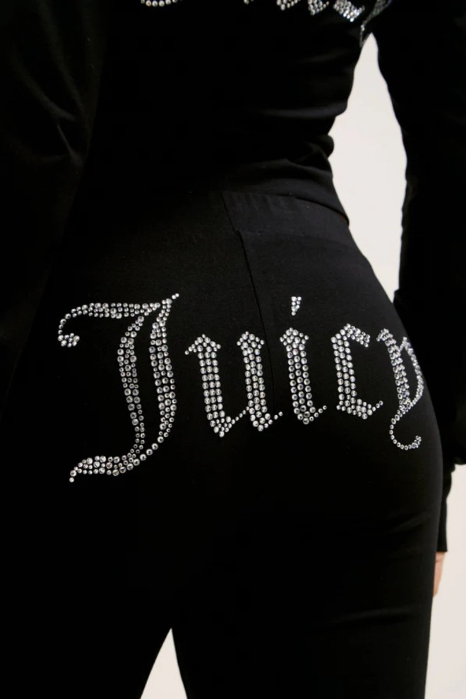 Pantaloni de trening cu talie joasă JUICY COUTURE Black Single Jersey Apollo pentru femei