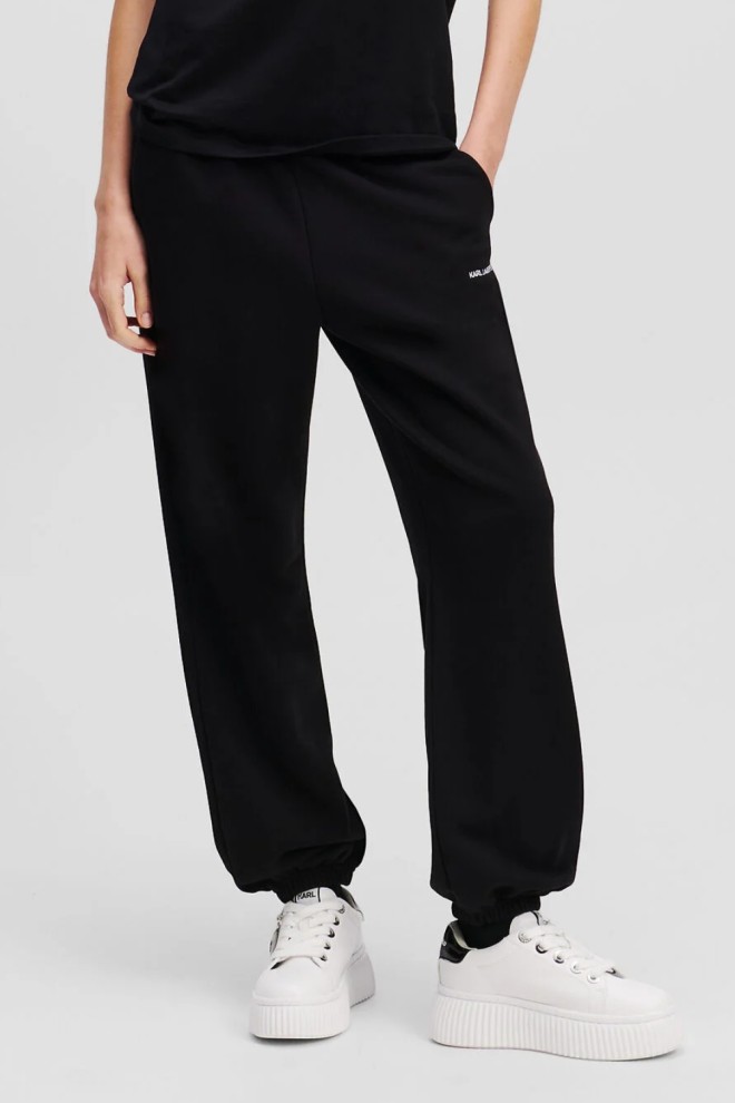 KARL LAGERFELD Pantaloni de trening Ikon Peak-a-Boo negri pentru femei