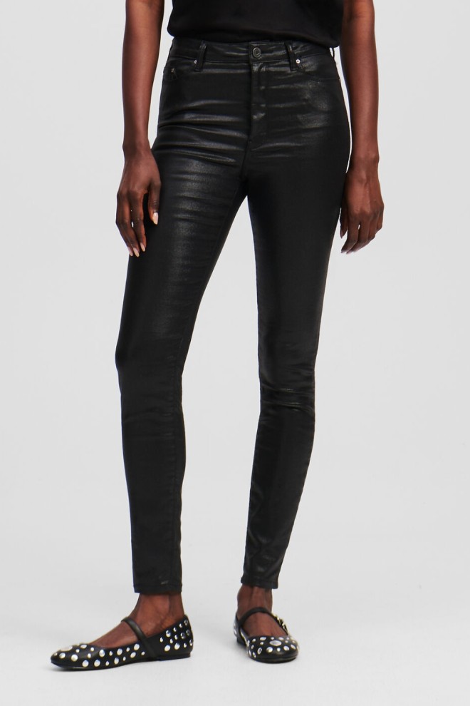 KARL LAGERFELD Pantaloni din denim skinny cu strat de acoperire negri pentru femei