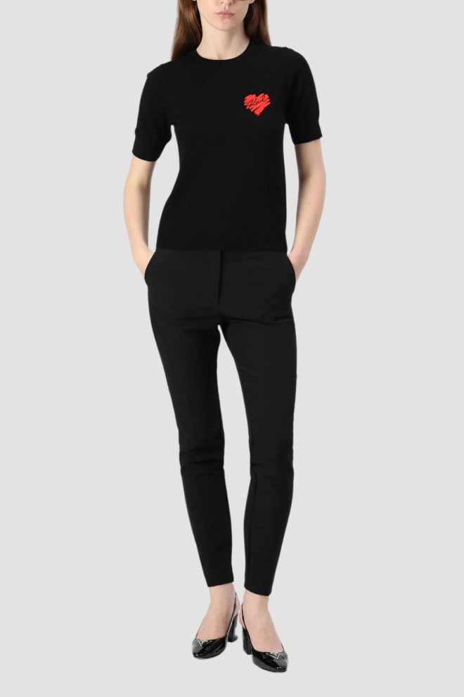KARL LAGERFELD Pulover negru pentru femei Hearts Knit Top
