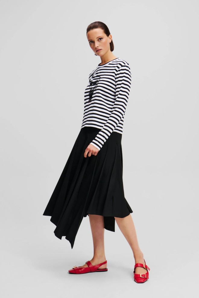 KARL LAGERFELD Negru femei lonsgleeve Ikon Print Stripe