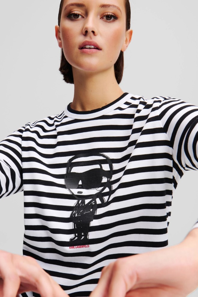 KARL LAGERFELD Negru femei lonsgleeve Ikon Print Stripe