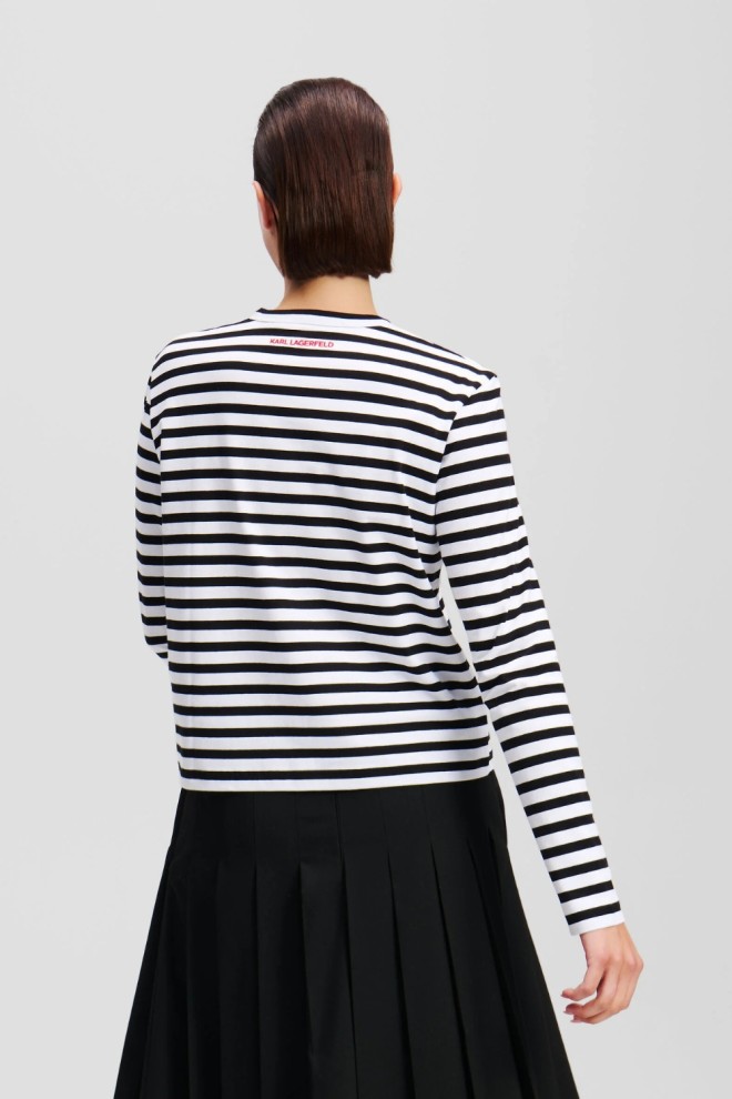 KARL LAGERFELD Negru femei lonsgleeve Ikon Print Stripe