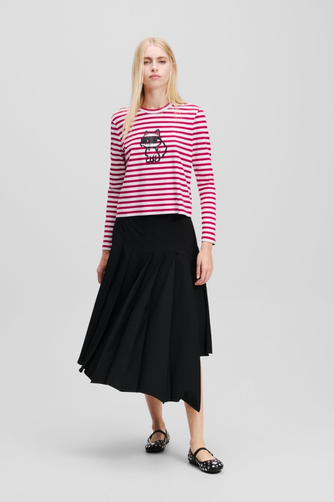 KARL LAGERFELD Roșu și alb femei lonsgleeve Ikon Print Stripe