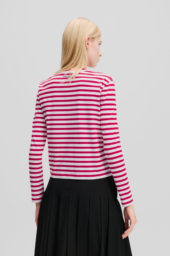KARL LAGERFELD Roșu și alb femei lonsgleeve Ikon Print Stripe