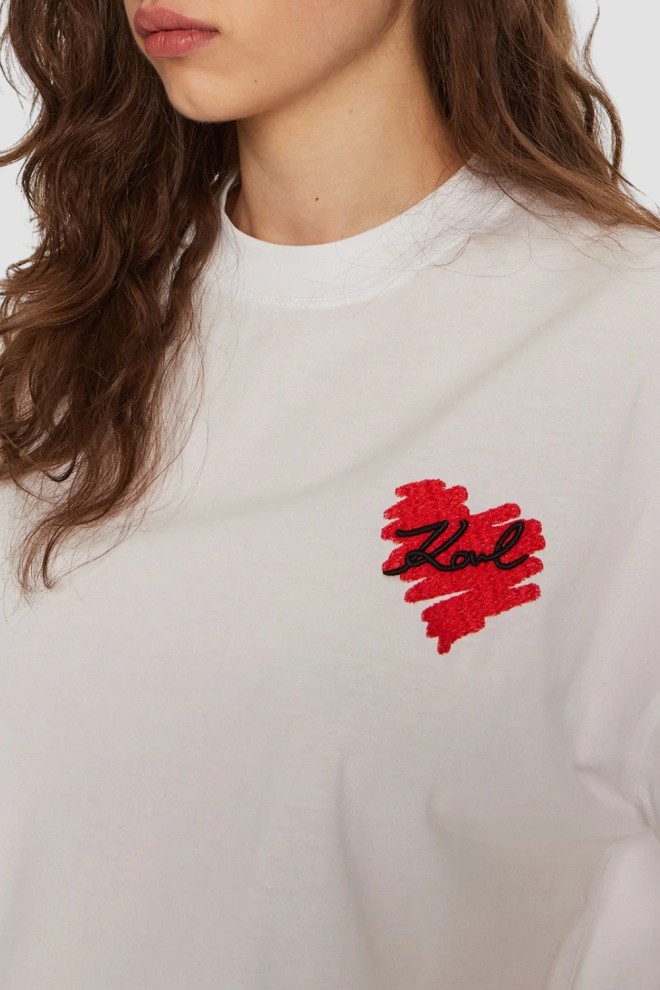 KARL LAGERFELD Top cu croială Hearts, alb, pentru femei