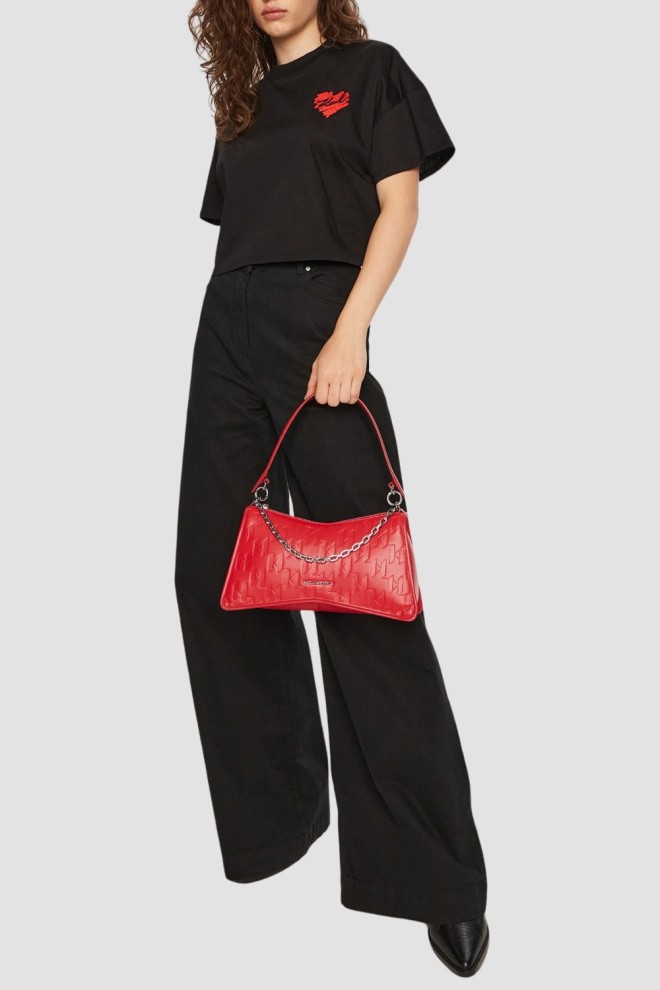 KARL LAGERFELD Negru Femei Hearts Cropped Top