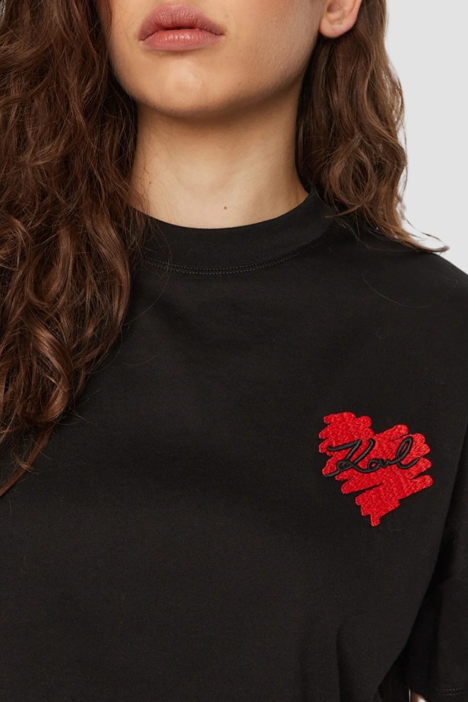 KARL LAGERFELD Negru Femei Hearts Cropped Top