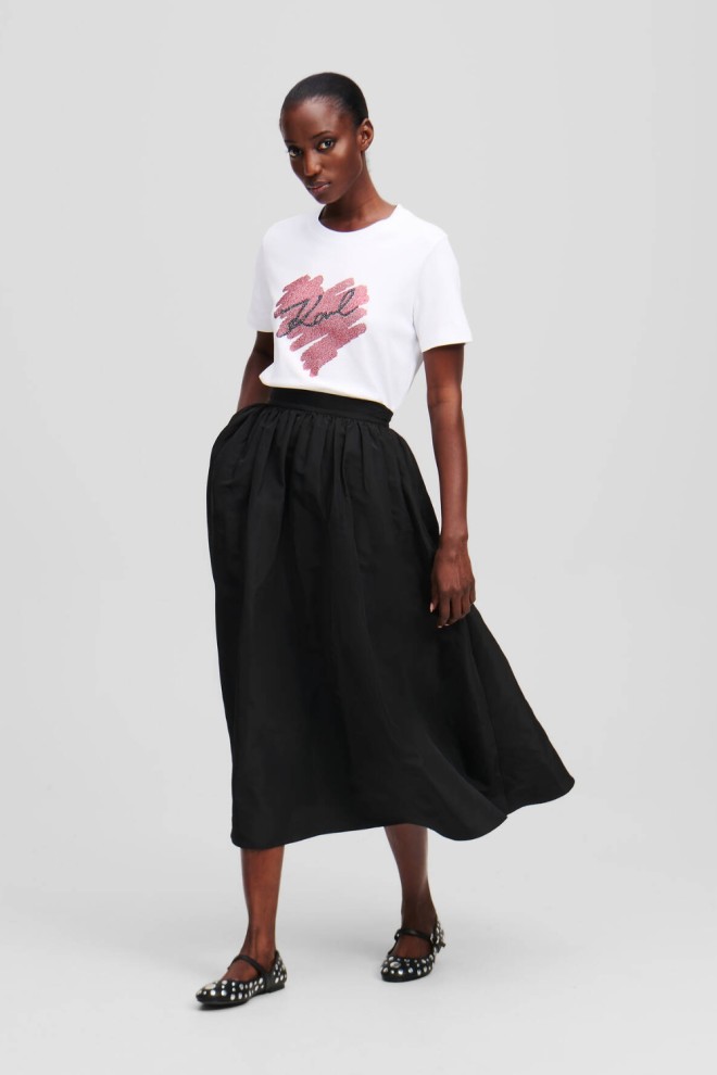 KARL LAGERFELD Tricou alb pentru femei cu inimioare din zirconiu RS