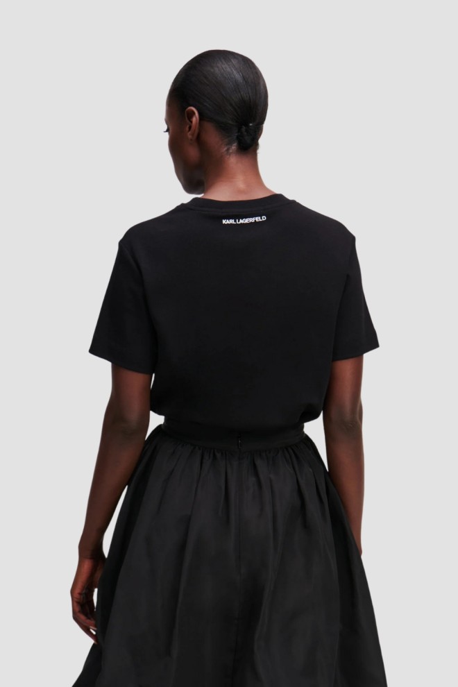 KARL LAGERFELD Tricou negru pentru femei Ikon Sketch Choupette