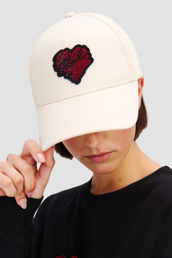 KARL LAGERFELD Șapcă de baseball pentru femei bej cu inimă