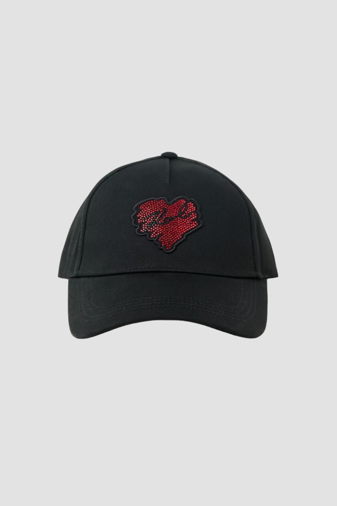 KARL LAGERFELD Șapcă de baseball neagră pentru femei cu inimă