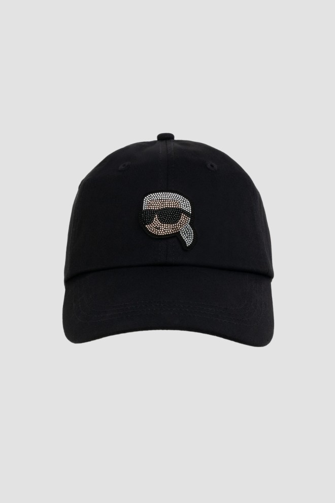 Чорна жіноча бейсболка KARL LAGERFELD Ikon Rhinestones
