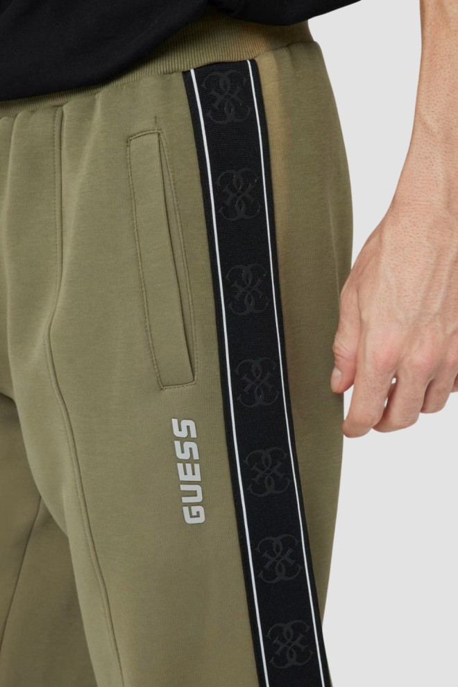 Pantaloni de trening cu dungi Mickey pentru bărbați GUESS Green