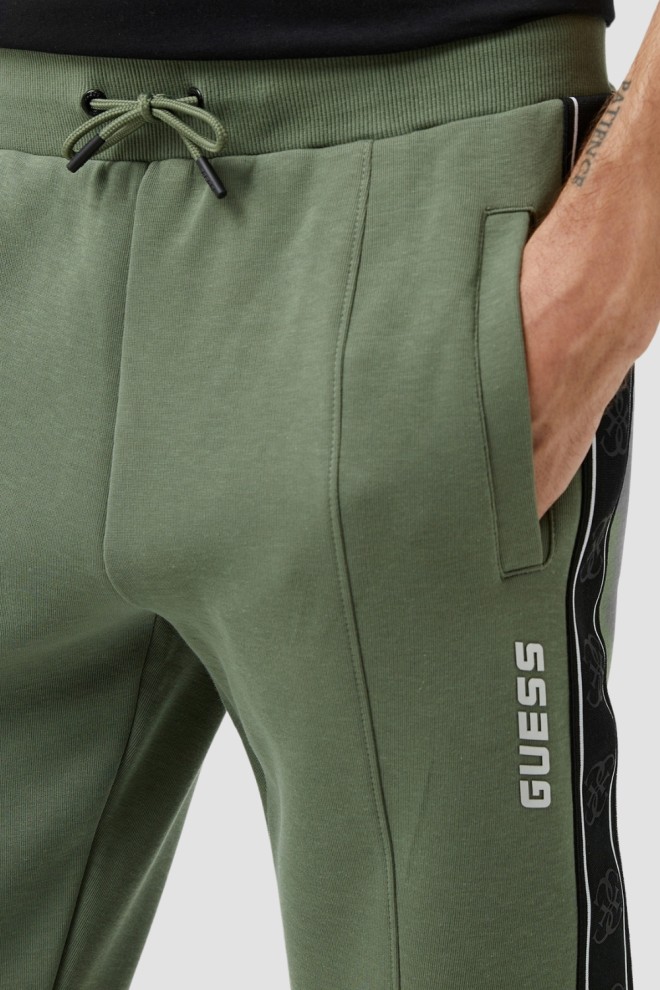 Pantaloni de trening cu dungi Mickey pentru bărbați GUESS Green