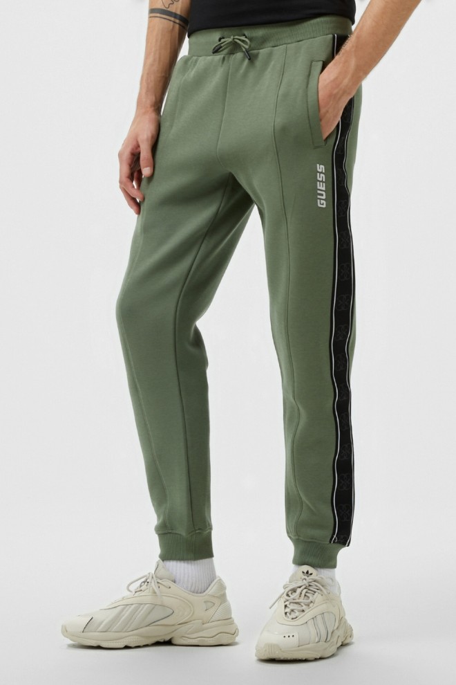 Pantaloni de trening cu dungi Mickey pentru bărbați GUESS Green