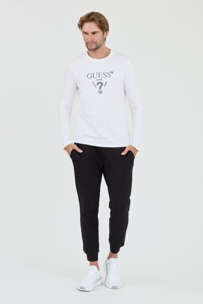 GUESS White bărbați cu mânecă lungă Ls Cn