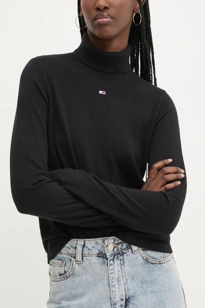 TOMMY JEANS Femeie negru cu guler înalt