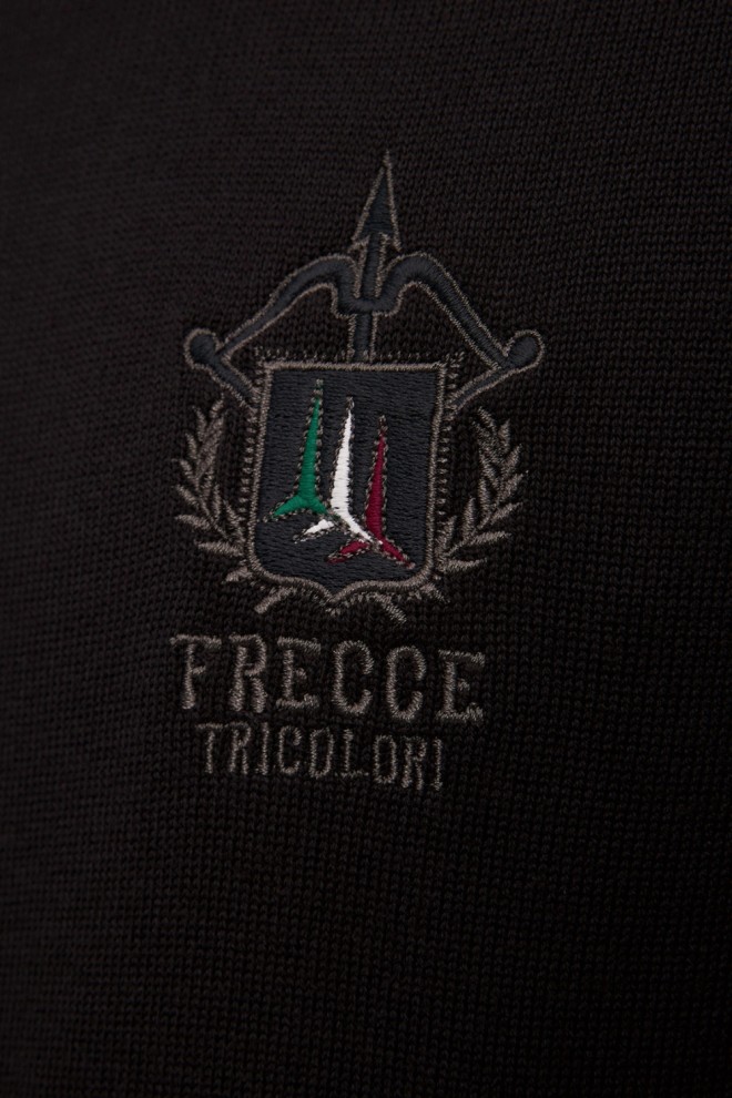 AERONAUTICA MILITARE Pulover cu gât rotund negru pentru bărbați