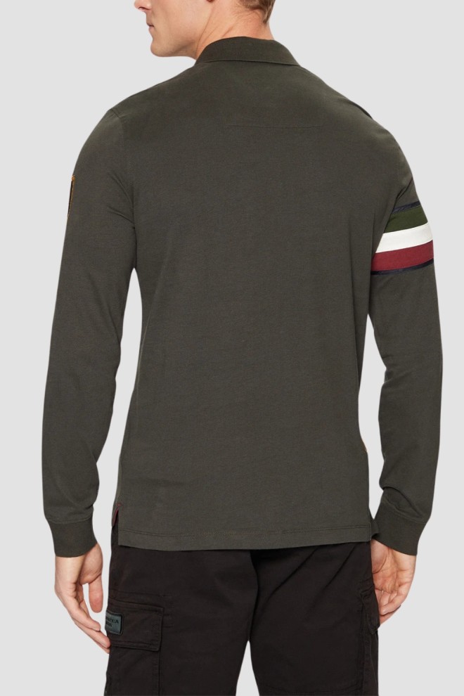 AERONAUTICA MILITARE Gri-verde bărbați polo cu mânecă lungă Tricolor