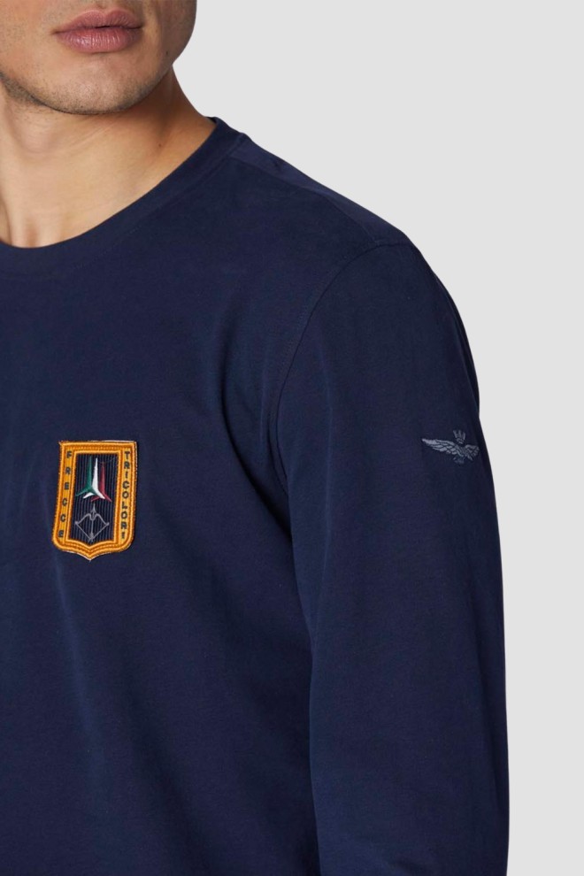 AERONAUTICA MILITARE Granatowy męski longsleeve With Patches