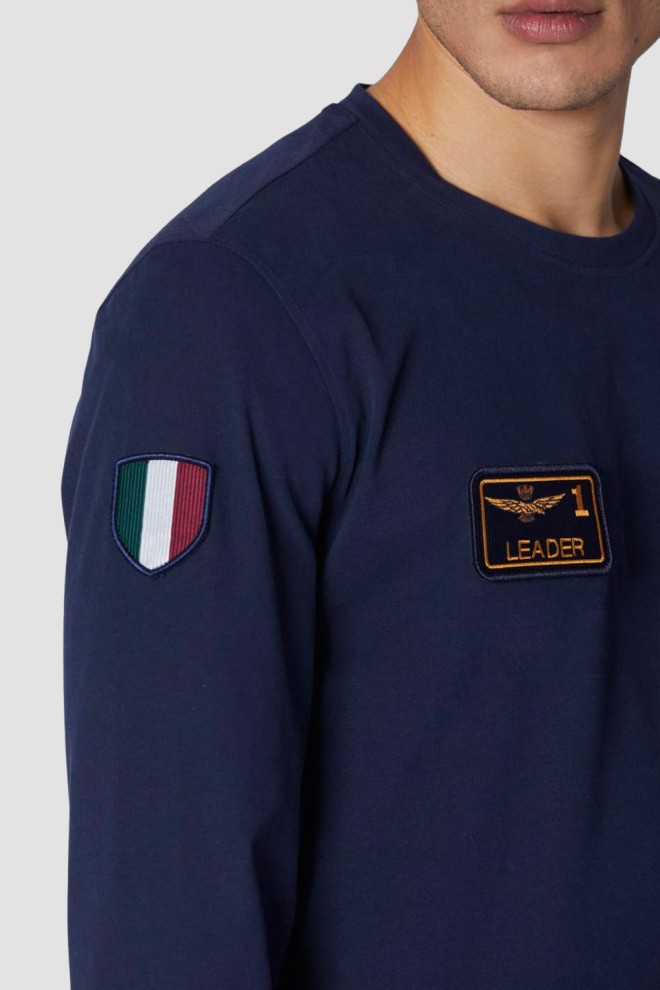 AERONAUTICA MILITARE Bărbați navy blue longsleeve Cu patch-uri