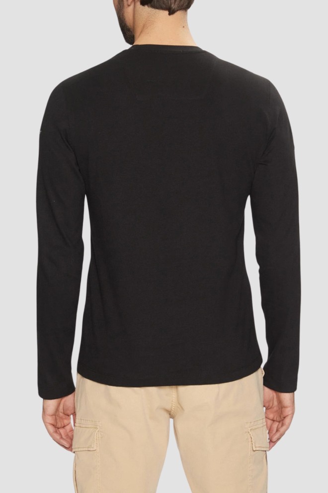 AERONAUTICA MILITARE Black Manșon lung pentru bărbați cu patch-uri