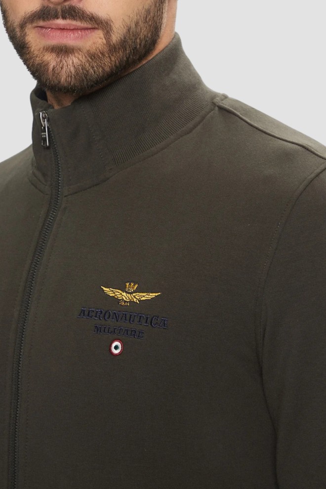 AERONAUTICA MILITARE Hanorac gri-verde pentru bărbați cu inserție tricoloră