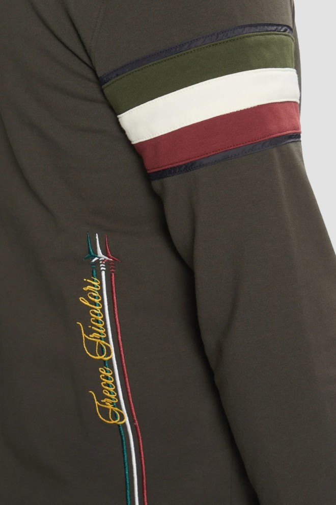 AERONAUTICA MILITARE Hanorac gri-verde pentru bărbați cu inserție tricoloră