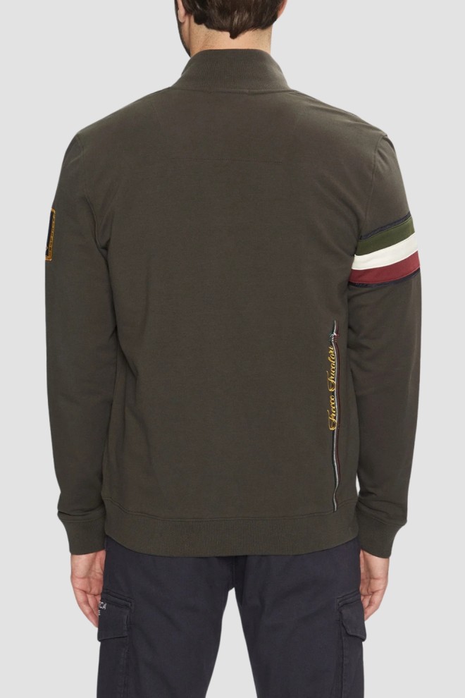 AERONAUTICA MILITARE Hanorac gri-verde pentru bărbați cu inserție tricoloră