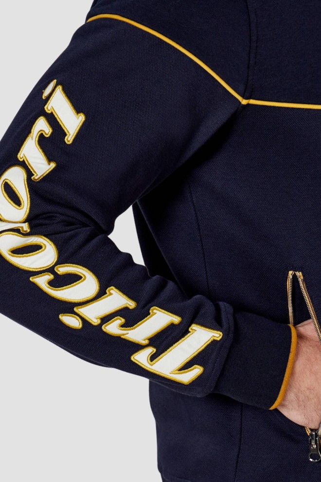 AERONAUTICA MILITARE Hanorace brodat color-block albastru marin pentru bărbați