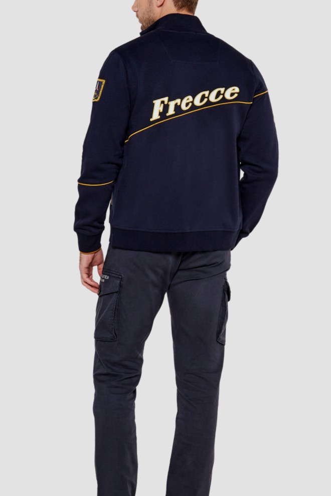 AERONAUTICA MILITARE Hanorace brodat color-block albastru marin pentru bărbați