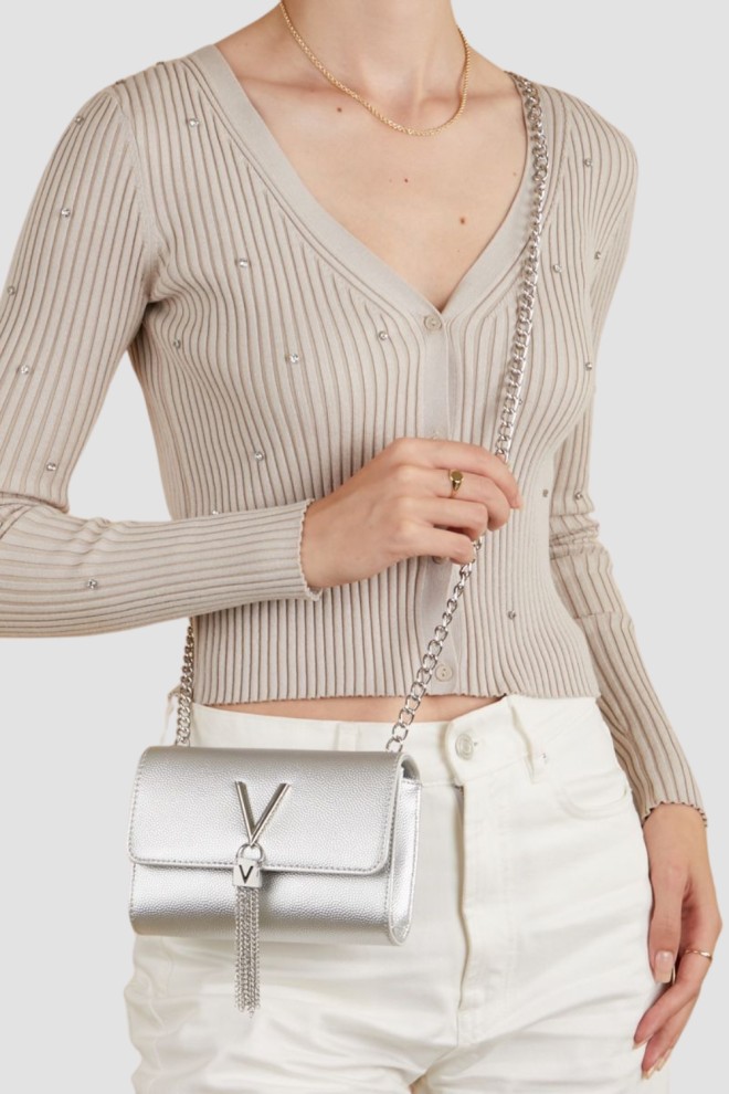 VALENTINO Silver Divina Clutch Bag
