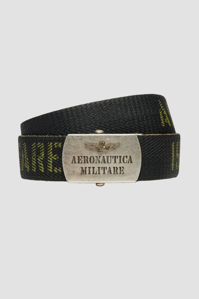 AERONAUTICA MILITARE Green Men's Herringbone Ribbon Bel Belt