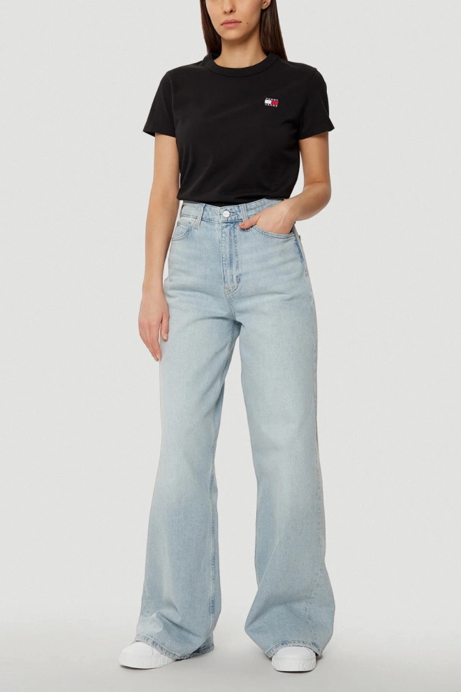 TOMMY JEANS Tricou negru pentru femei cu logo mic